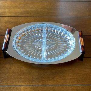 Vintage GOURMATES by Glo-Hill Divided Serving Tray Bakelite Handles